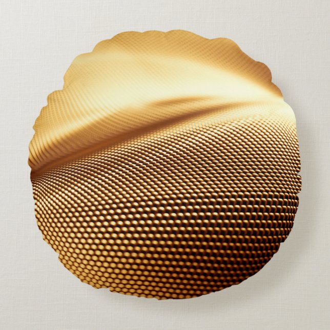 Particle drapery luxury gold background. 3d illust round cushion (Front)