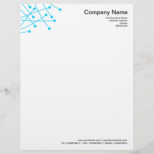 Particle Tracks - Sky Blue Letterhead Design (Front)