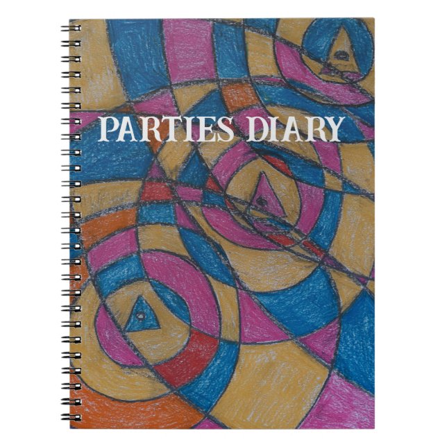 PARTIES DIARY BY ARTIST PAULA REILLY. NOTEBOOK (Front)