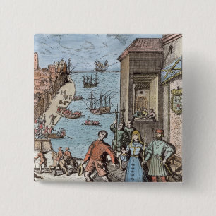 Parting of Columbus with Ferdinand and 15 Cm Square Badge