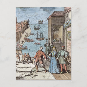 Parting of Columbus with Ferdinand and Postcard