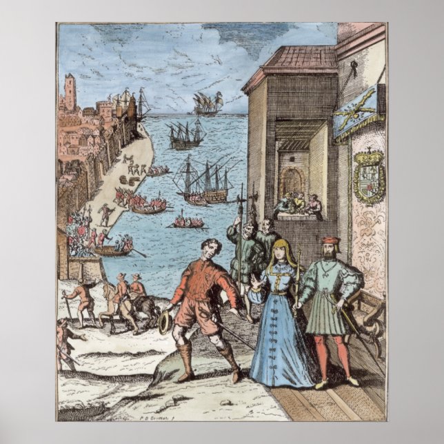 Parting of Columbus with Ferdinand and Poster (Front)