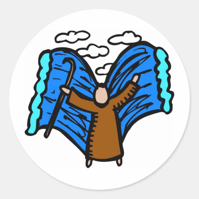 Parting the red sea Christian artwork Classic Round Sticker (Front)