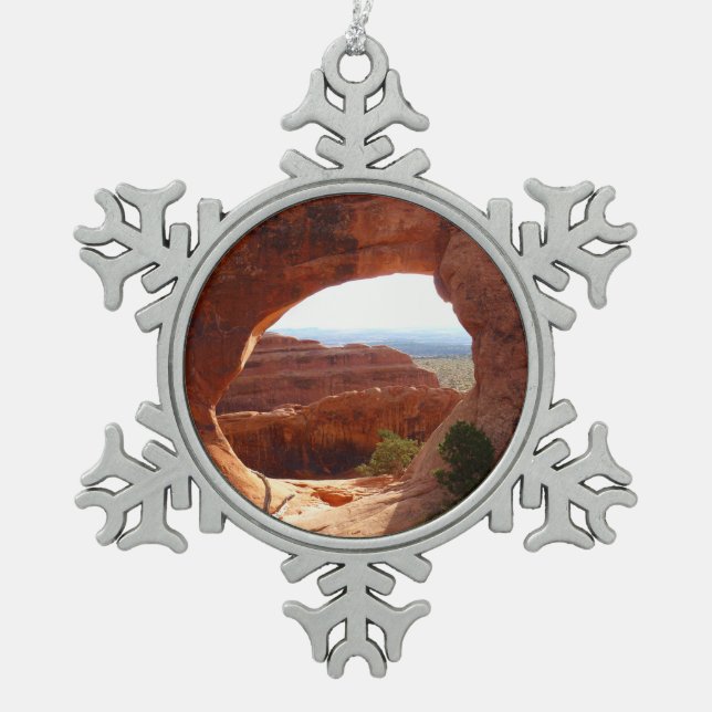 Partition Arch at Arches National Park Snowflake Pewter Christmas Ornament (Front)