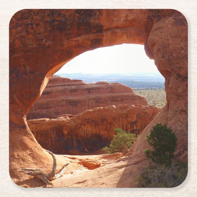 Partition Arch at Arches National Park Square Paper Coaster (Front)