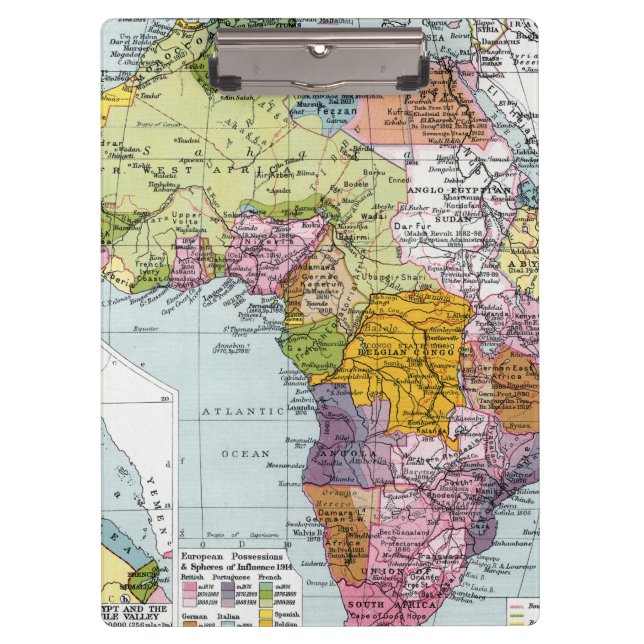 PARTITIONED AFRICA, 1914 CLIPBOARD (Front)