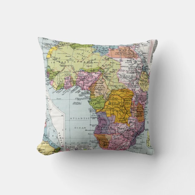 PARTITIONED AFRICA, 1914 CUSHION (Front)