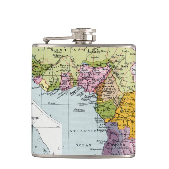 PARTITIONED AFRICA, 1914 HIP FLASK (Front)