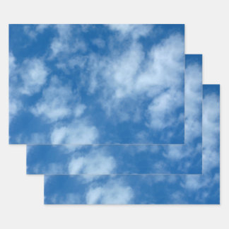 Partly Cloudy Blue Sky Nature Photography Wrapping Paper Sheet