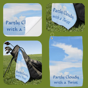 Partly Cloudy Sky with a Twist Blue and White Golf Towel