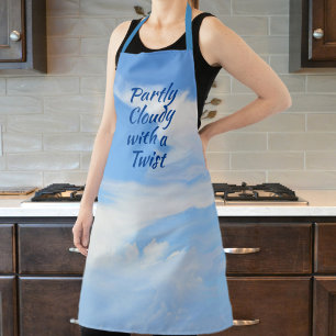 Partly Cloudy with a Twist Sky Blue Customisable Apron