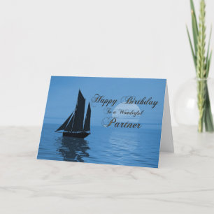 Partner, a sunset yacht birthday card