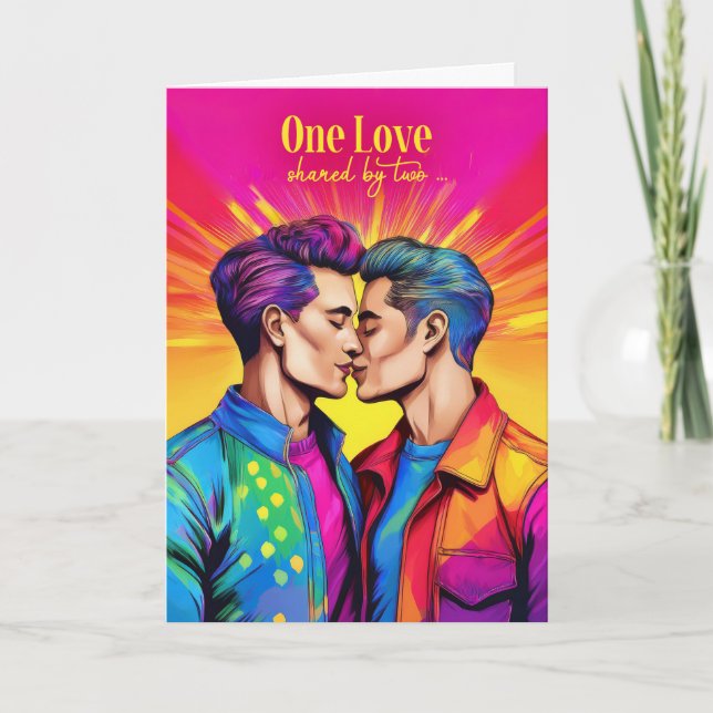 Partner Gay Anniversary Rainbow Pop Art LGBTQ Card (Front)