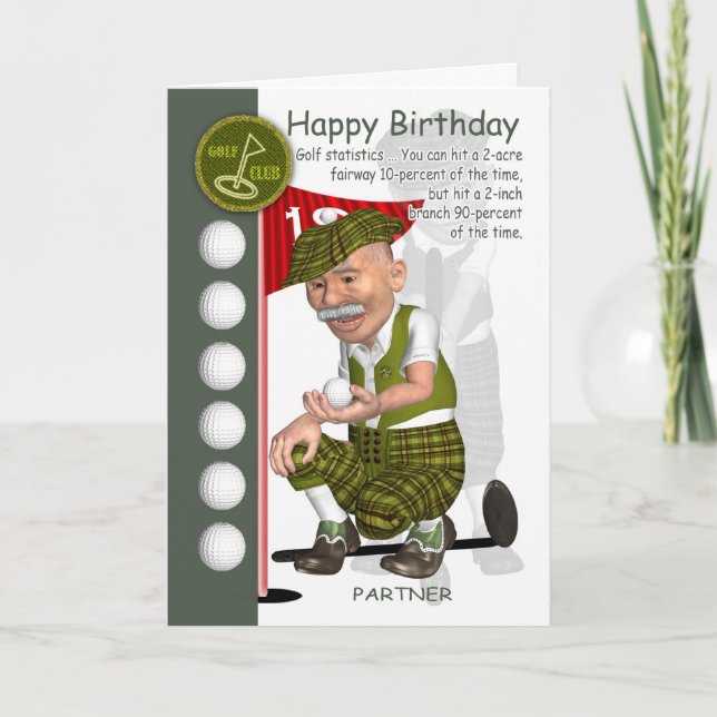 Partner Golfer Birthday Greeting Card With Humour (Front)