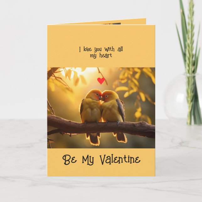 Partner Spouse Valentine Love Lovebirds Bird Art Holiday Card (Front)