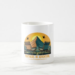  Partners in Adventure   Retro Mountain Camping  Coffee Mug