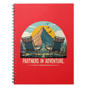 Partners in Adventure Retro Mountain Camping Desig Notebook