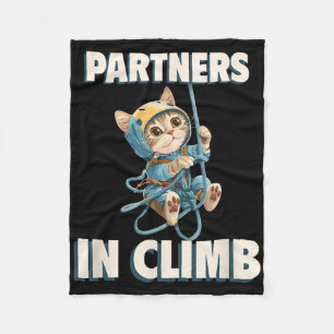 Partners In Climb Funny Rock Climbing Design For A Fleece Blanket