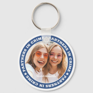 Partners in Crime BFF Simple Modern Custom Photo Key Ring