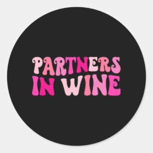 Partners In Wine Drinking Bachelorette Party Match Classic Round Sticker