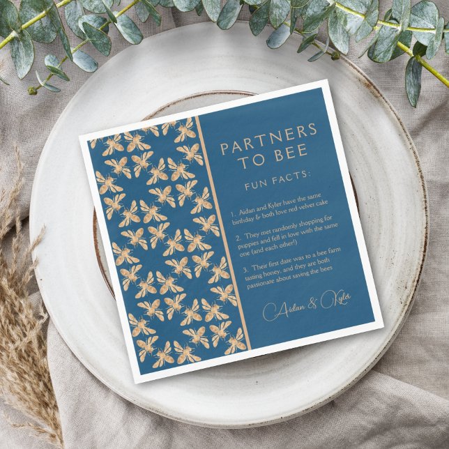 Partners to Bee Indigo Honeycomb Fun Facts Shower Napkin (Creator Uploaded)