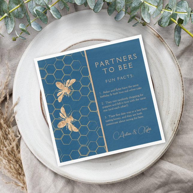 Partners to Bee Indigo Honeycomb Fun Facts Shower Napkin (Creator Uploaded)