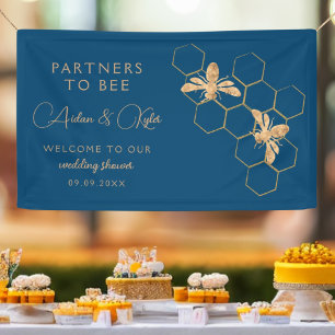 Partners to Bee Indigo & Honeycomb Wedding Shower Banner