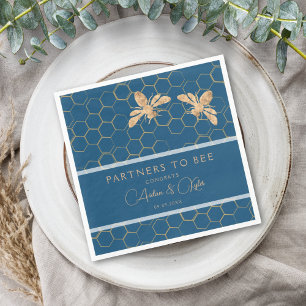 Partners to Bee Indigo & Honeycomb Wedding Shower Napkin