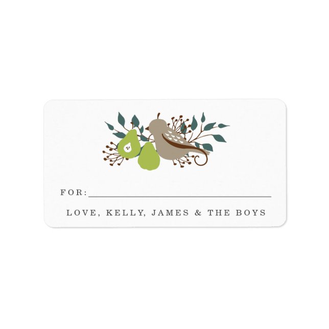 Partridge and Pear Holiday Gift Label (Front)