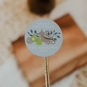 Partridge and Pear Personalised Holiday Classic Round Sticker