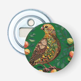 Partridge-Bird In A Pear-Tree Cut-Out Stencil 2 Bottle Opener