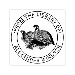 Partridge Game Bird Drawing Library Book Name Self-inking Stamp