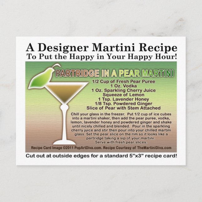 Partridge in a Pear Martini Recipe Postcard (Front)
