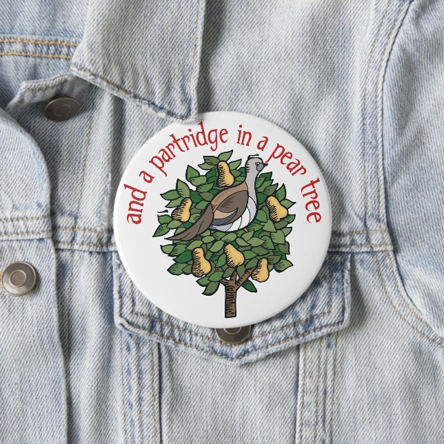 Partridge in a Pear Tree 10 Cm Round Badge (In Situ)