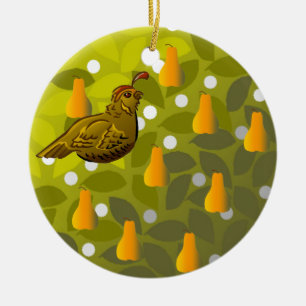 Partridge in a Pear Tree Ceramic Tree Decoration