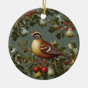 Partridge in a pear tree ceramic tree decoration