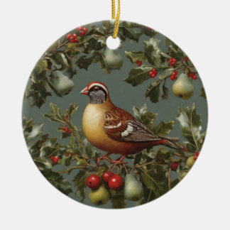 Partridge in a pear tree ceramic tree decoration