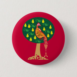 Partridge in a pear tree Christmas carol 6 Cm Round Badge