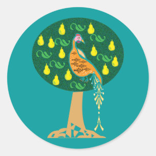 Partridge in a pear tree Christmas carol Classic Round Sticker