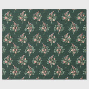Partridge in a pear tree Christmas Carole on green Wrapping Paper