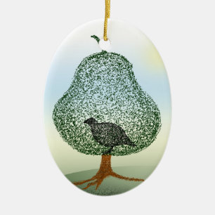 Partridge In A Pear Tree Christmas Ceramic Tree Decoration