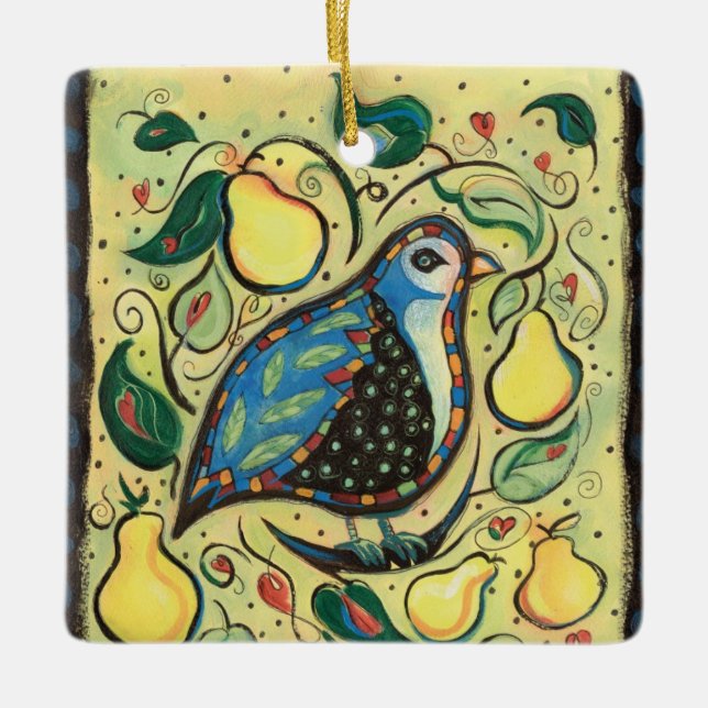 Partridge in a Pear Tree Christmas ornament (Front)
