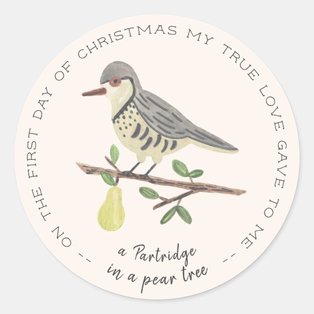 Partridge in a Pear Tree Classic Round Sticker (Front)