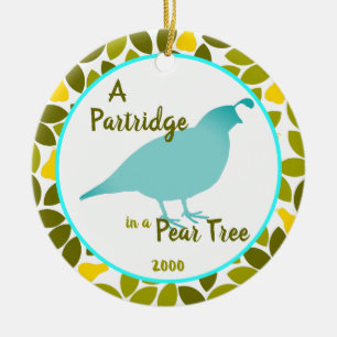Partridge in a Pear Tree - Custom year Ceramic Tree Decoration