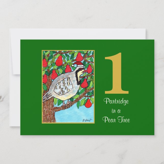 Partridge in a Pear Tree Cute Custom Christmas Holiday Card (Front)