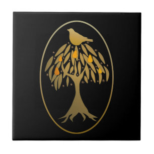 Partridge in a Pear Tree Gold Tile