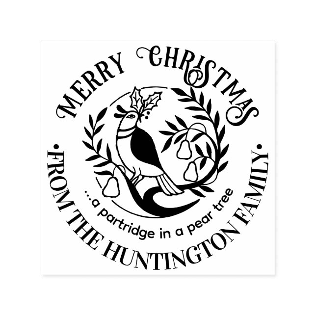 Partridge in a Pear Tree Merry Christmas Name #2 Self-inking Stamp (Design)