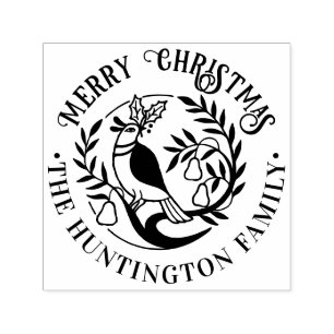 Partridge in a Pear Tree Merry Christmas Name Self-inking Stamp