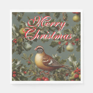 Partridge in a pear tree merry christmas napkin