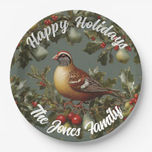 Partridge in a pear tree paper plate
